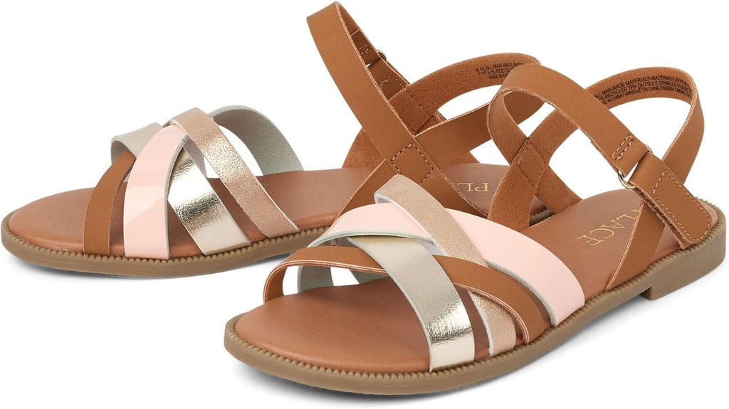 Girls' Adjustable Ankle Strap Flat Sandals