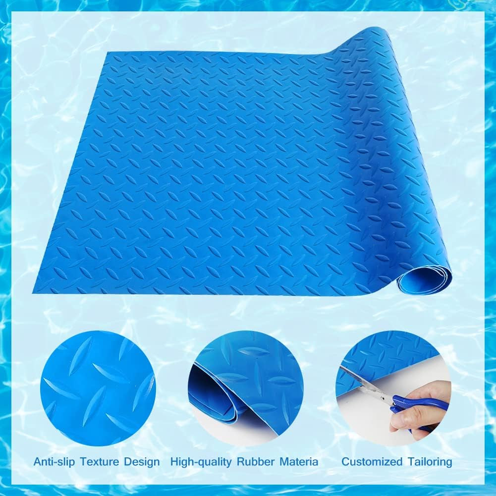 Large Swimming Pool Ladder Mat, 17"X38" Protective Non-Slip Pool Step Pad with Texture，Protective Ladder Pad for above Ground Swimming Pools Liner and Stairs (Blue)