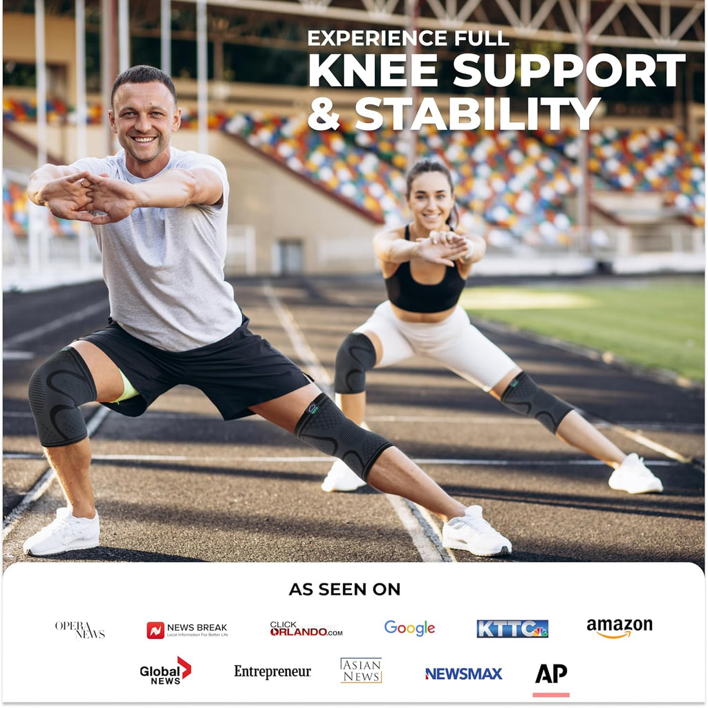 Compression Knee Brace for Women & Men, 2-Pack Knee Brace for Running Knee Pain, Knee Support Compression Sleeve, Workout Sports Knee Braces for Meniscus Tear, ACL & Arthritis Pain Relief