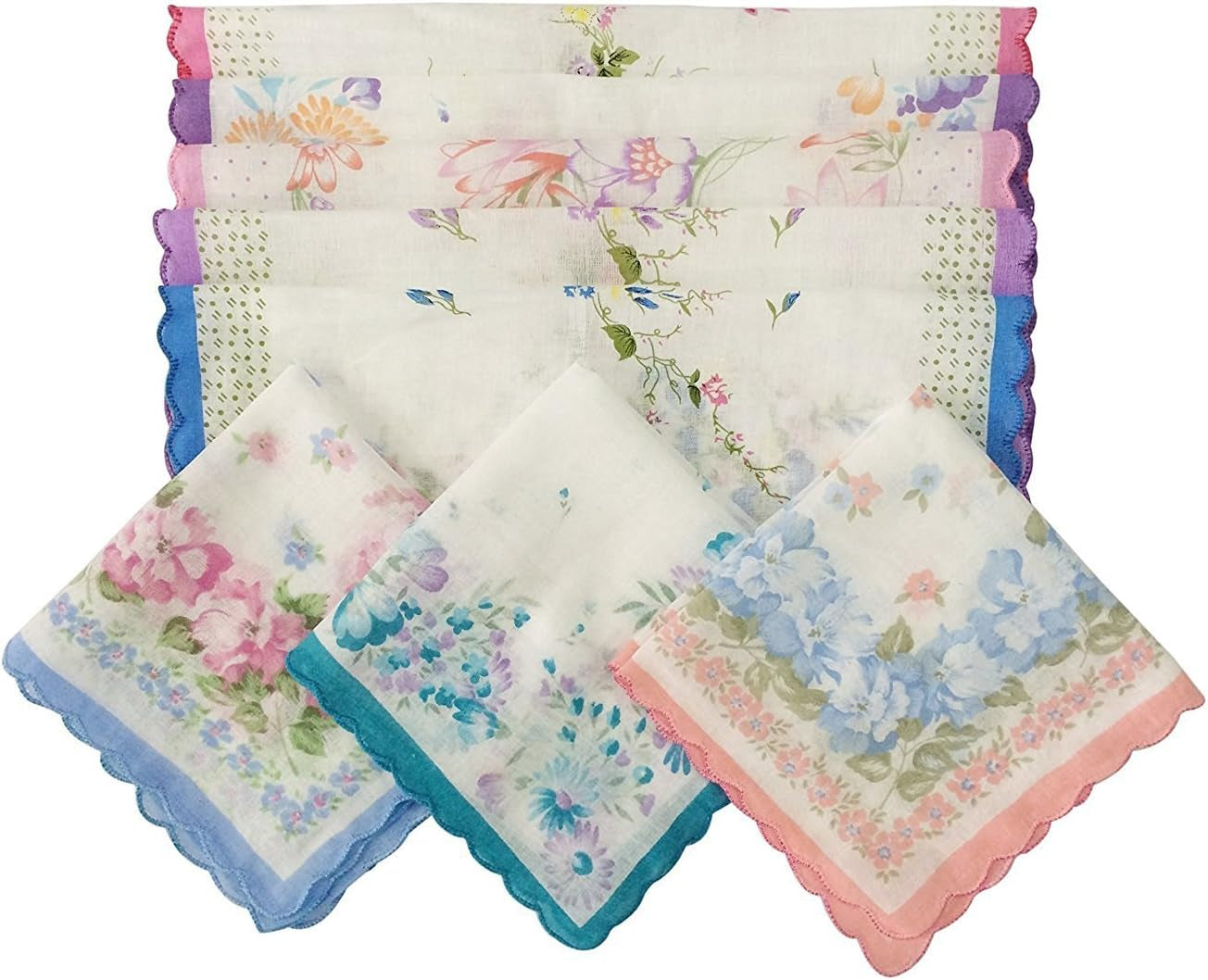 Womens Colorful Ladies Hankies 100% Cotton Handkerchief Wendding Hanky