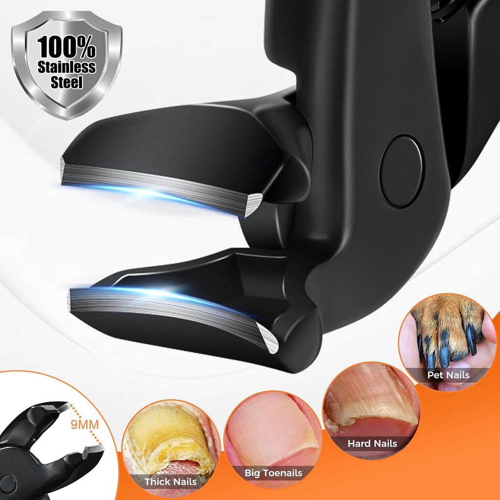 Toenail Clippers for Thick Toenails for Seniors, Upgraded Long Handled Angled Head Toe Nail Clippers for Men Thick Nails with Wide Opening, Large Finger Nail Clippers Adult with Catcher