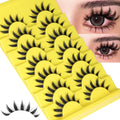 Manga Lashes Natural Eyelashes Spiky False Eyelashes Invisible Band 3D Cat Eye Lashes Wispy Fake Lashes Cosplay Anime Lashes 7 Pairs Pack Asian Doll Lashes Clear Band by