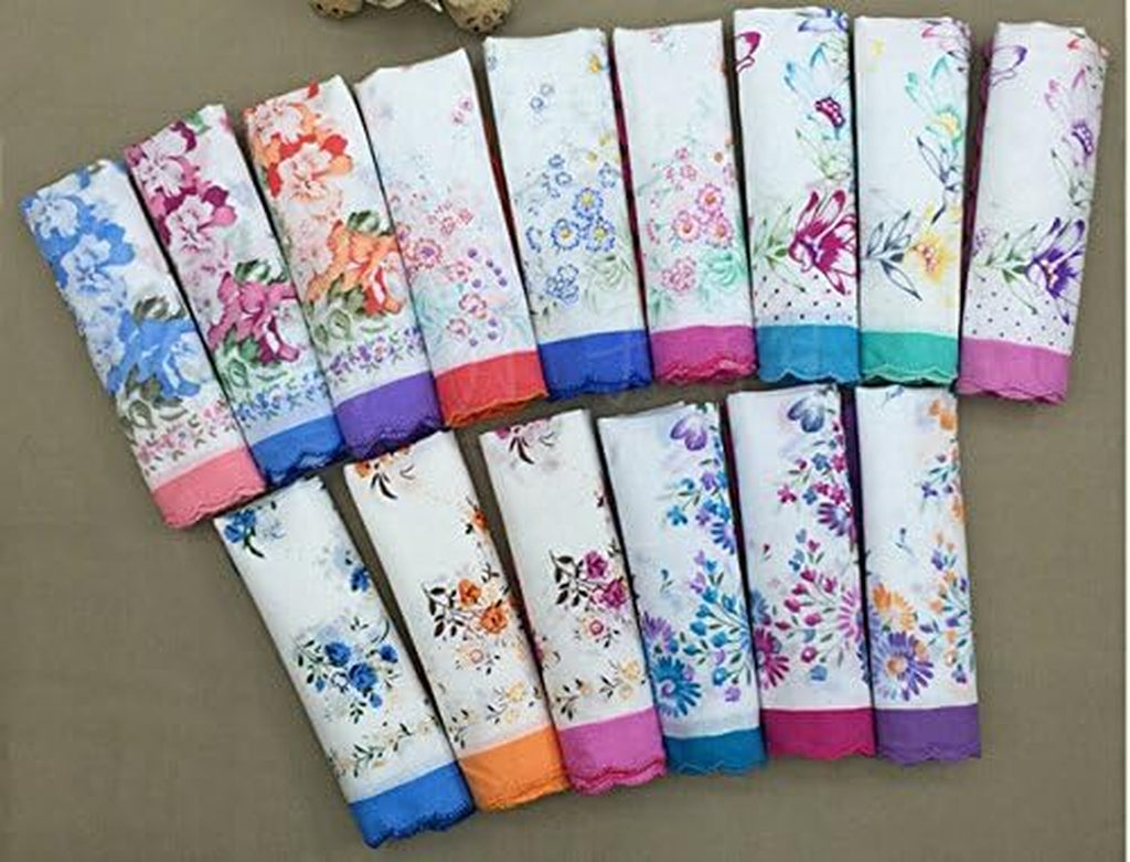 Womens Colorful Ladies Hankies 100% Cotton Handkerchief Wendding Hanky