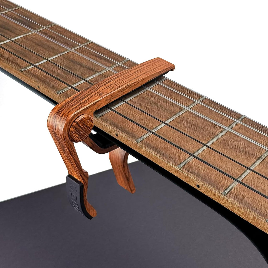 Classical Flat Guitar Capo for Nylon String Guitars-Rosewood Finish with 5 Picks.