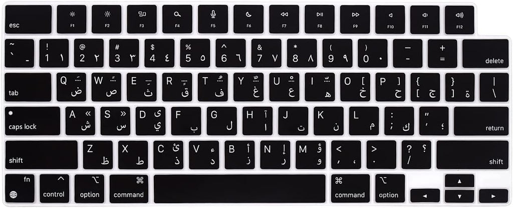 Arabic Keyboard Cover Skin for 2024-2022 Macbook Air 13.6 15 Inch M3 M2 A3113/A3114/A2681/A2941 & 2023-2021 Macbook Pro 14 16.2 Inch M3 M2 M1 Pro/Max A2918/A2992/A2779/A2780/A2991 Accessory
