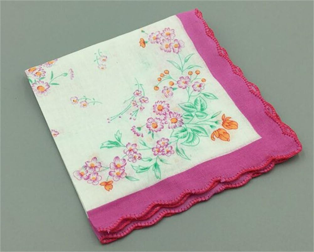 Womens Colorful Ladies Hankies 100% Cotton Handkerchief Wendding Hanky