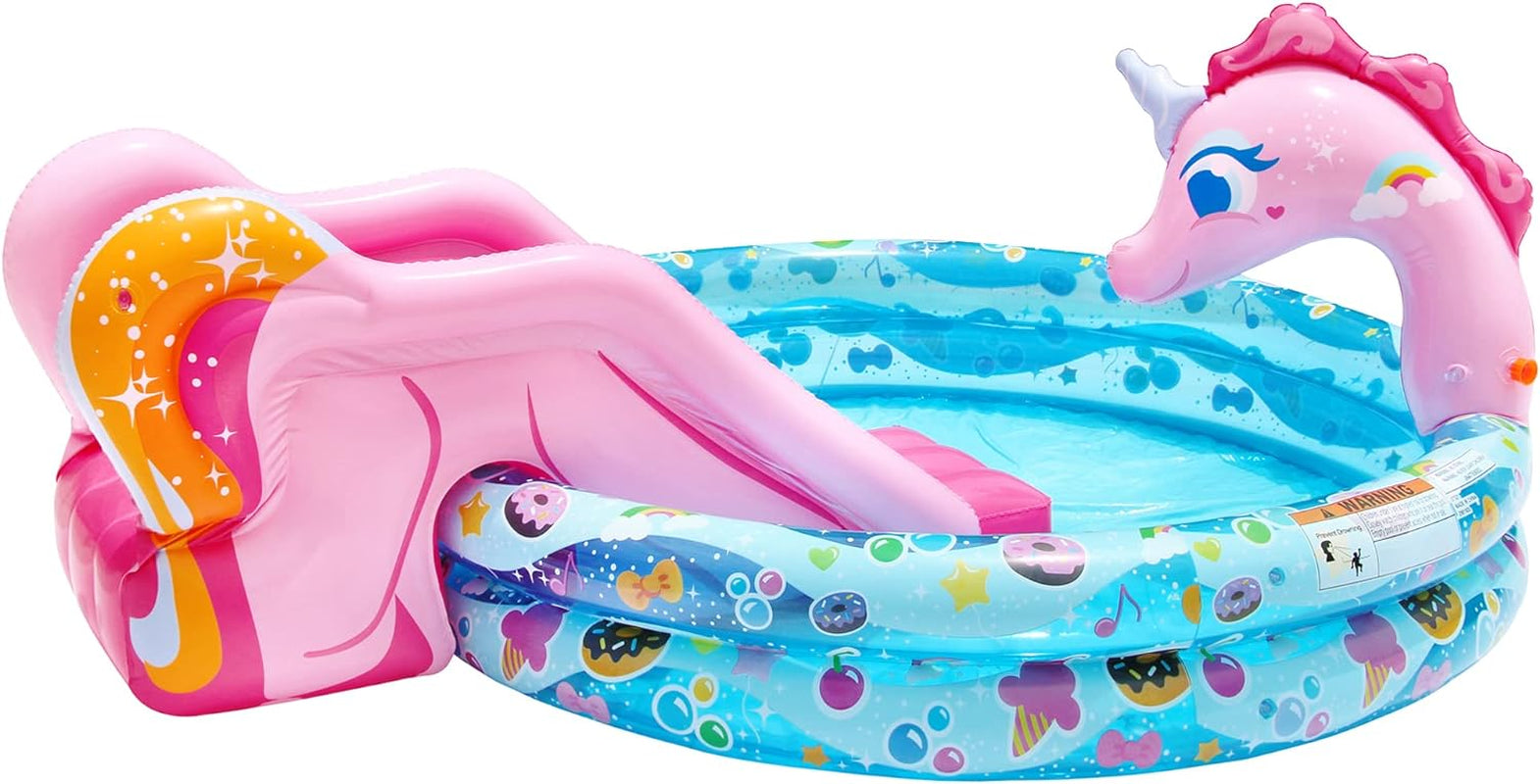 Spray 'N Splash Unicorn Pool, Length: 78 In, Width: 60 In, Height: 32 In, Inflatable Outdoor Backyard Water Slide Splash Toy
