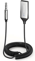 Aux to Bluetooth 6.0 Adapter 3.5Mm Bluetooth Receiver for Car USB 2.0 to 3.5Mm Jack Kit with Built-In Microphone Aux Input for Hands-Free Calls Compatible with Car Speaker and Home Audio
