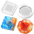2 Pieces Ashtray Resin Molds, Silicone Resin Mold with Square and Rhombus & round Shape for Resin Casting, DIY Handcrafts