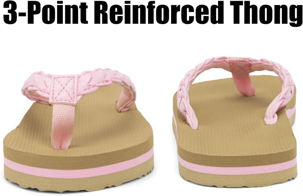 Kids Boys Girls Flip Flops Quick Dry Beach Pool Shower Water Sandals with Comfortable Cushion Footbed(Little Kid/Big Kid)