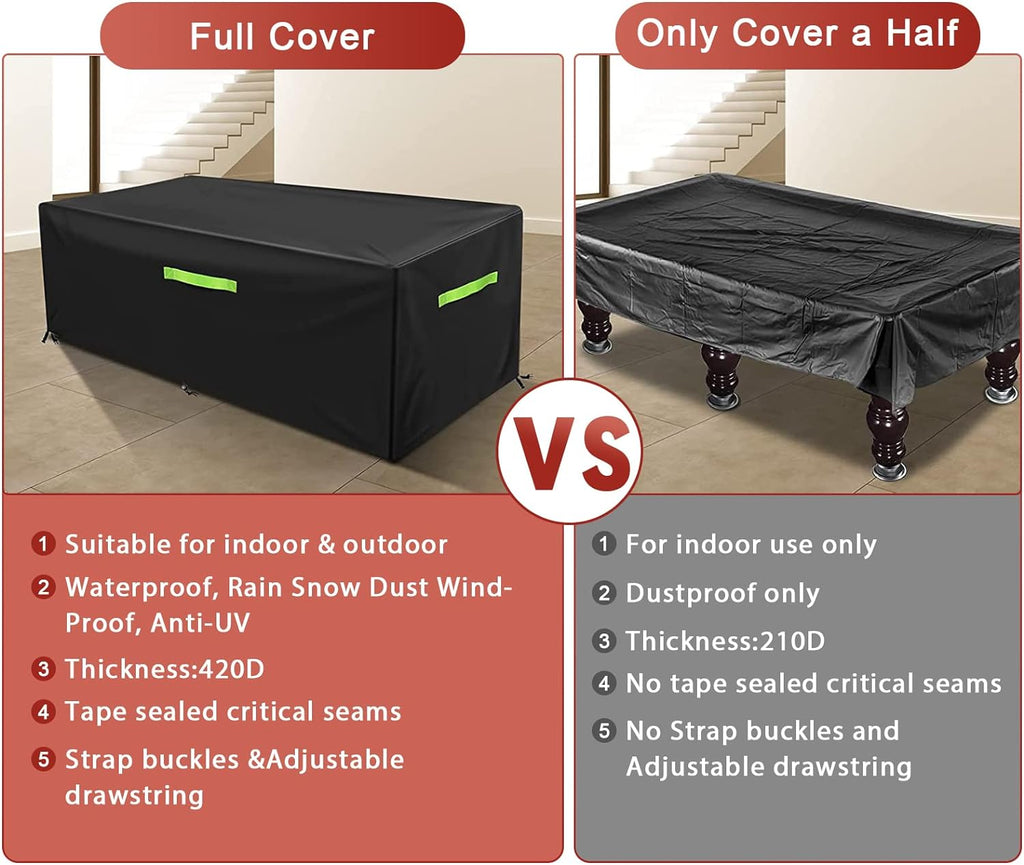 7/8/9 Ft Pool Table Cover, Waterproof Billiard Cover Polyester Fabric for Snooker Billiard Table (102X53X32In) Black