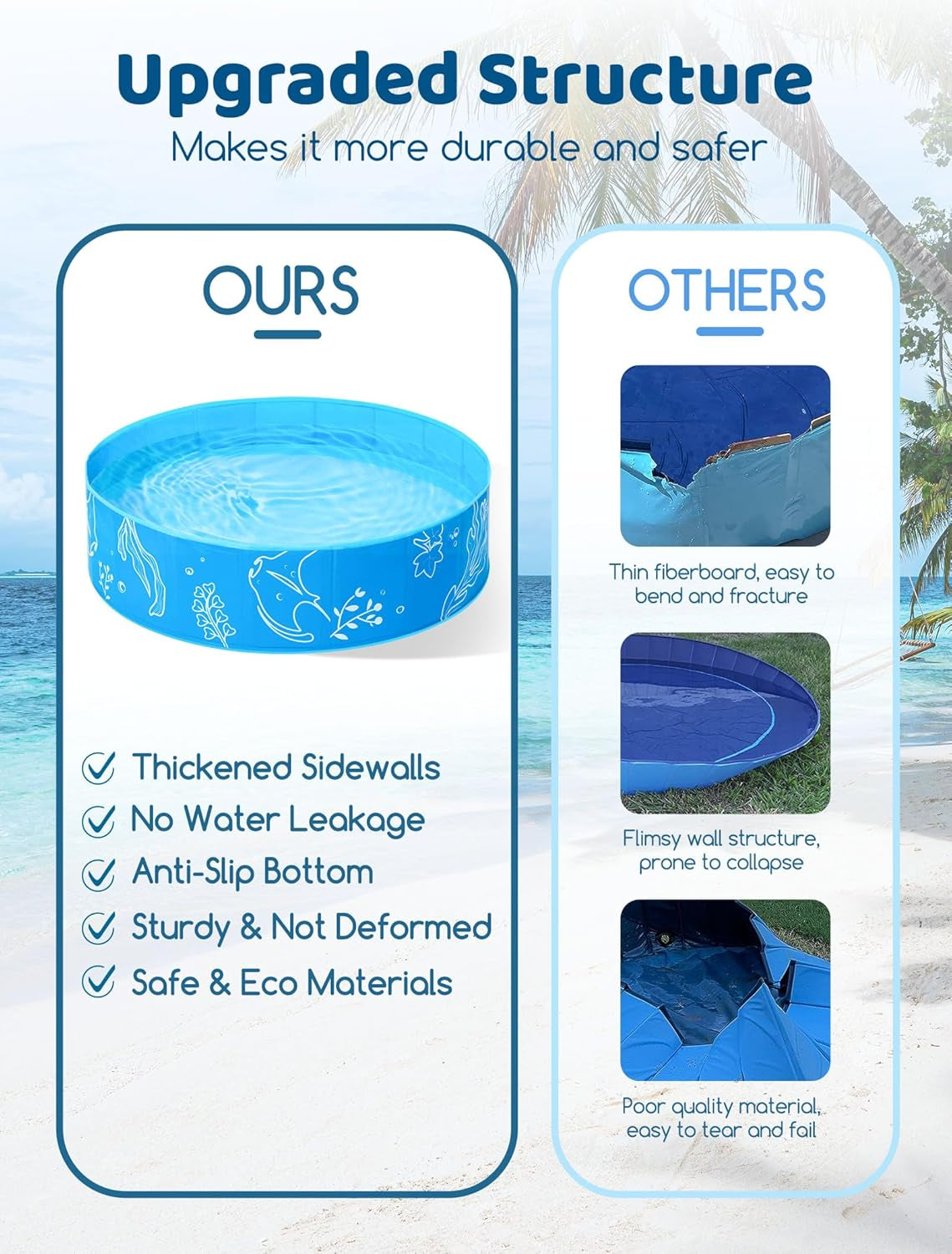 Foldable Kiddie Pool with Canopy: 31.5In/ 47In /63In for Baby Toddler Kids Family - Summer Water Play Pool with Shade - Portable for Outdoor Backyard Beach (Blue-Blue, 47In)