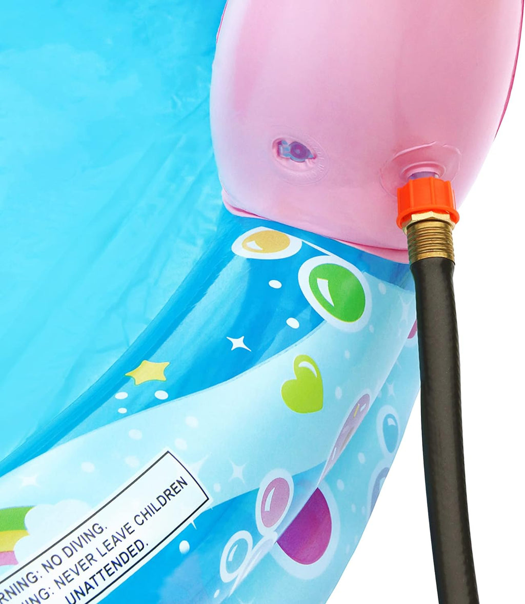 Spray 'N Splash Unicorn Pool, Length: 78 In, Width: 60 In, Height: 32 In, Inflatable Outdoor Backyard Water Slide Splash Toy