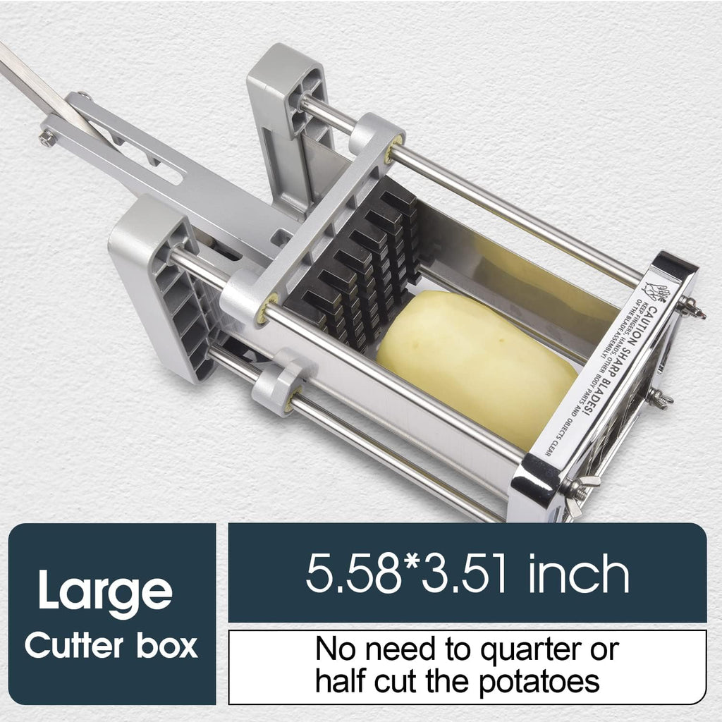 French Fry Cutter,  Professional Potato Cutter Stainless Steel with 1/2-Inch Blade Great for Potatoes Carrots Cucumbers
