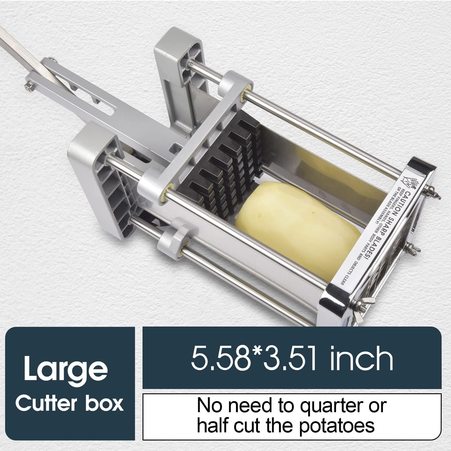 French Fry Cutter,  Professional Potato Cutter Stainless Steel with 1/2-Inch Blade Great for Potatoes Carrots Cucumbers
