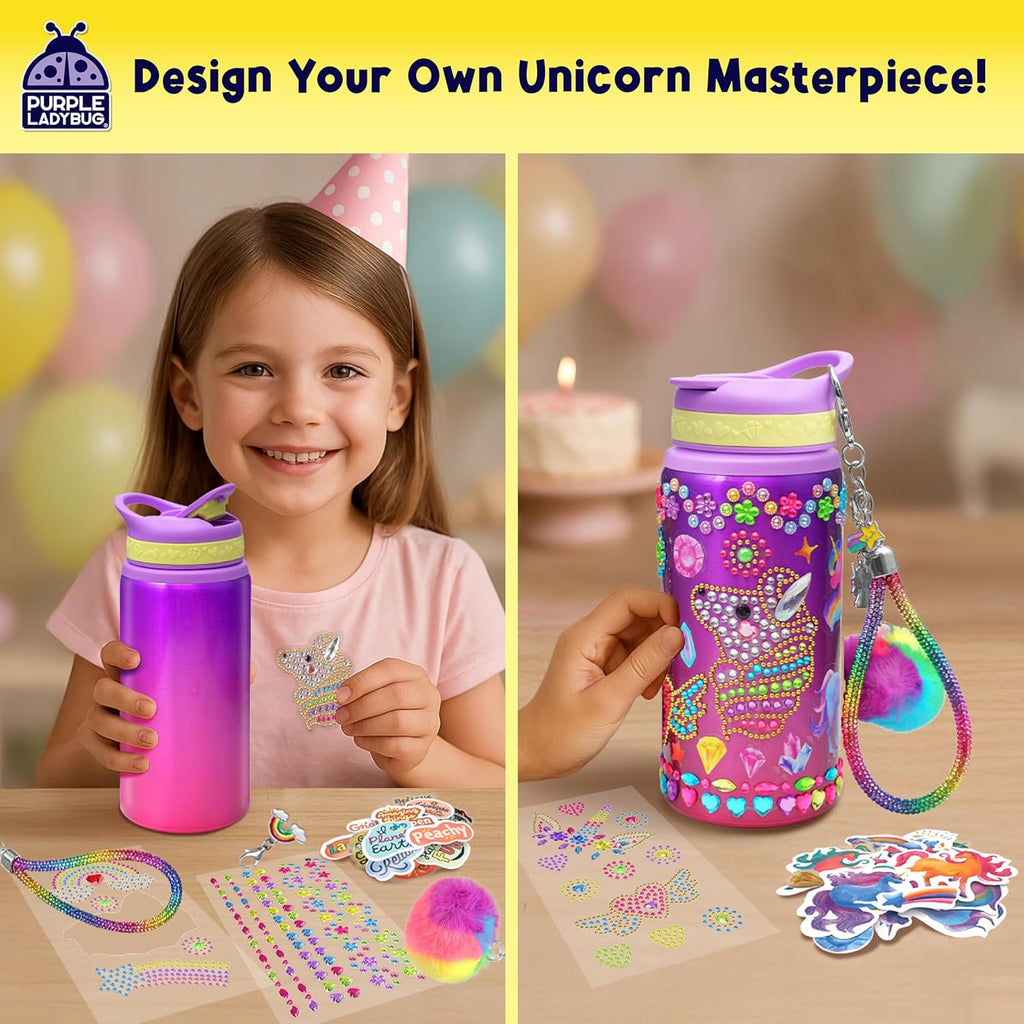 Decorate Your Own Water Bottle Kit for Girls - Gift for Girls Ages 5 6 7 8 9 10 Year Old Girl Birthday Gift, Unicorn Toys Crafts Kids Ages 6-12 Mothers Day Crafts for Kids