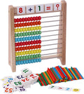 Wooden Abacus for Kids - 100 Counting Sticks and Number Toys Cards 1-100, Educational Math Games for Preschool and Elementary School 1St 2Nd Grade