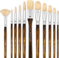 Professional Oil Paint Brush Set,  11Pcs Superior Hog Bristle Paint Brushes Perfect for Oil Acrylic Gouache Painting