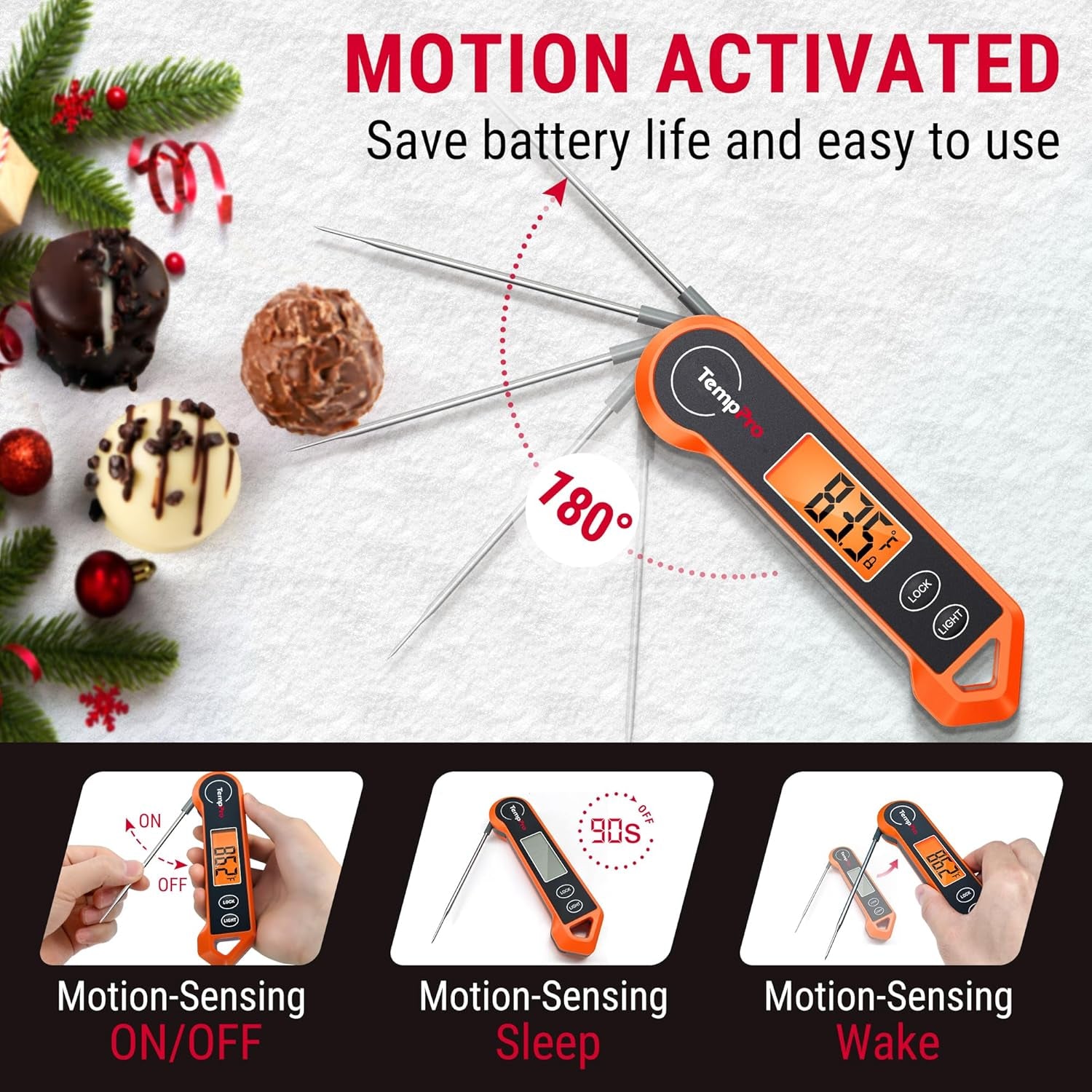 TP19H Digital Meat Thermometer for Cooking with Ambidextrous Backlit and Motion Sensing Kitchen Cooking Food Thermometer for BBQ Grill Smoker Oil Fry Candy Instant Read (Previously Thermopro)