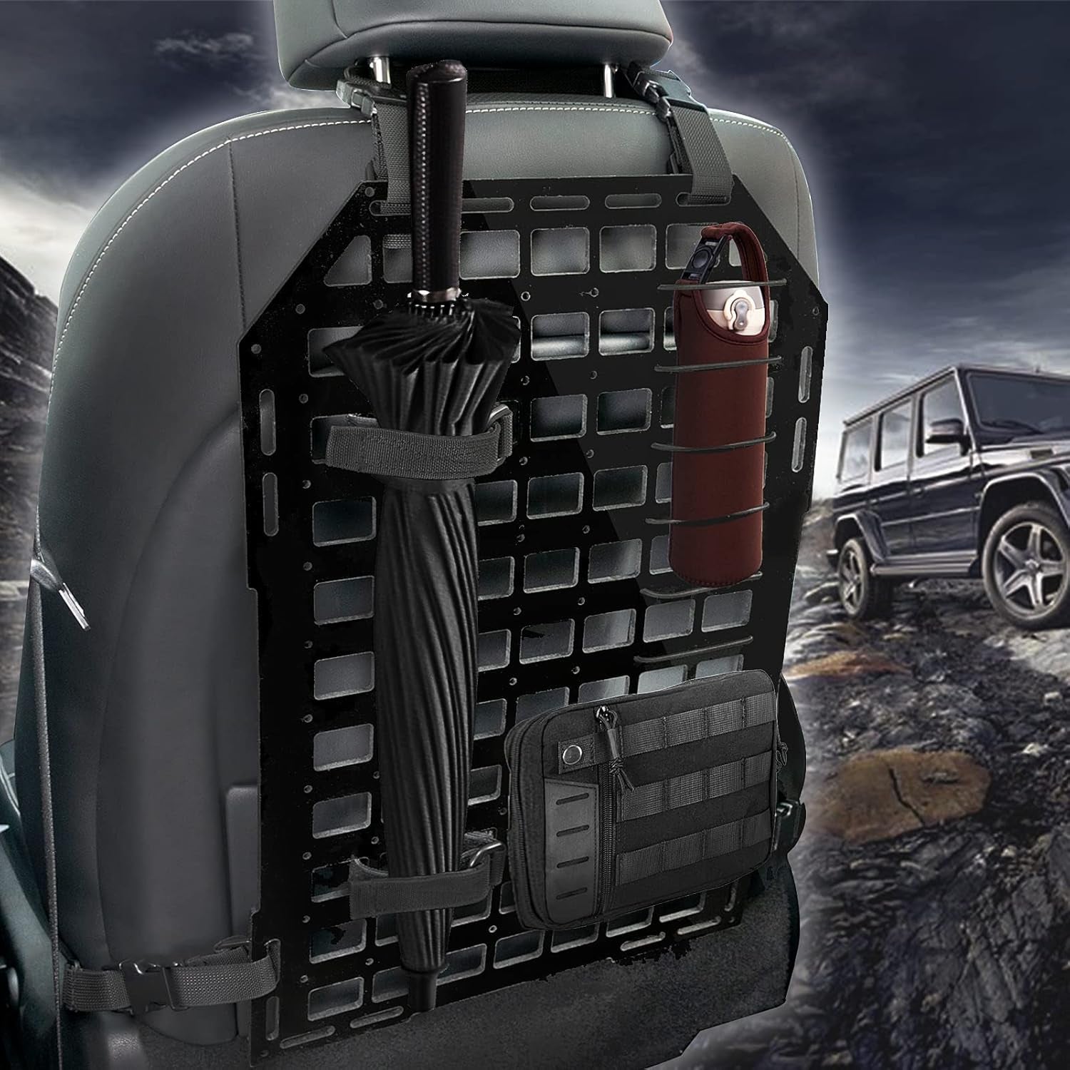 Rigid Molle Panel for Vehicles,Tactical Seat Back Organizer Car Organizers and Storage Back Seat Truck Gun Rack 21.3"*14.2"