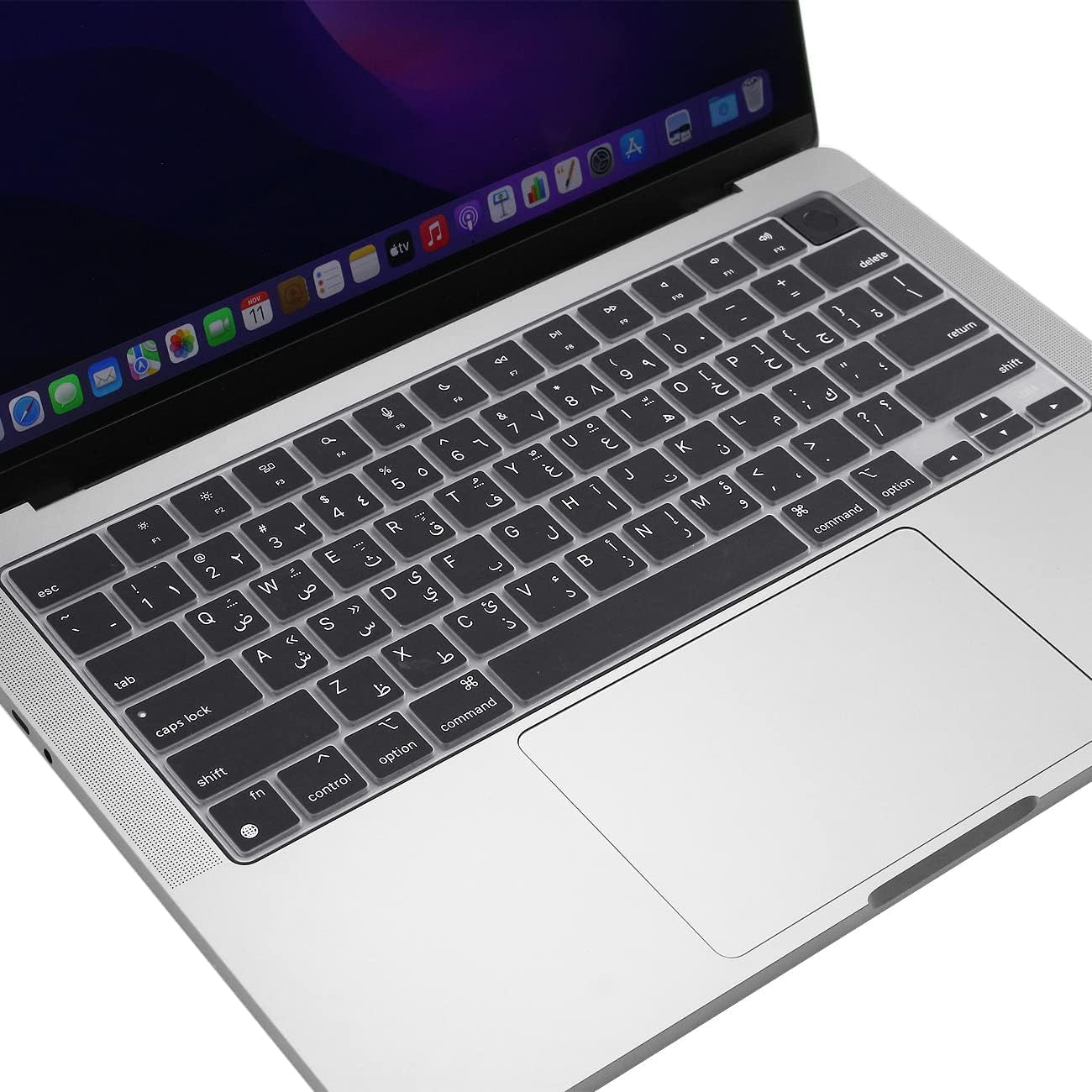 Arabic Keyboard Cover Skin for 2024-2022 Macbook Air 13.6 15 Inch M3 M2 A3113/A3114/A2681/A2941 & 2023-2021 Macbook Pro 14 16.2 Inch M3 M2 M1 Pro/Max A2918/A2992/A2779/A2780/A2991 Accessory