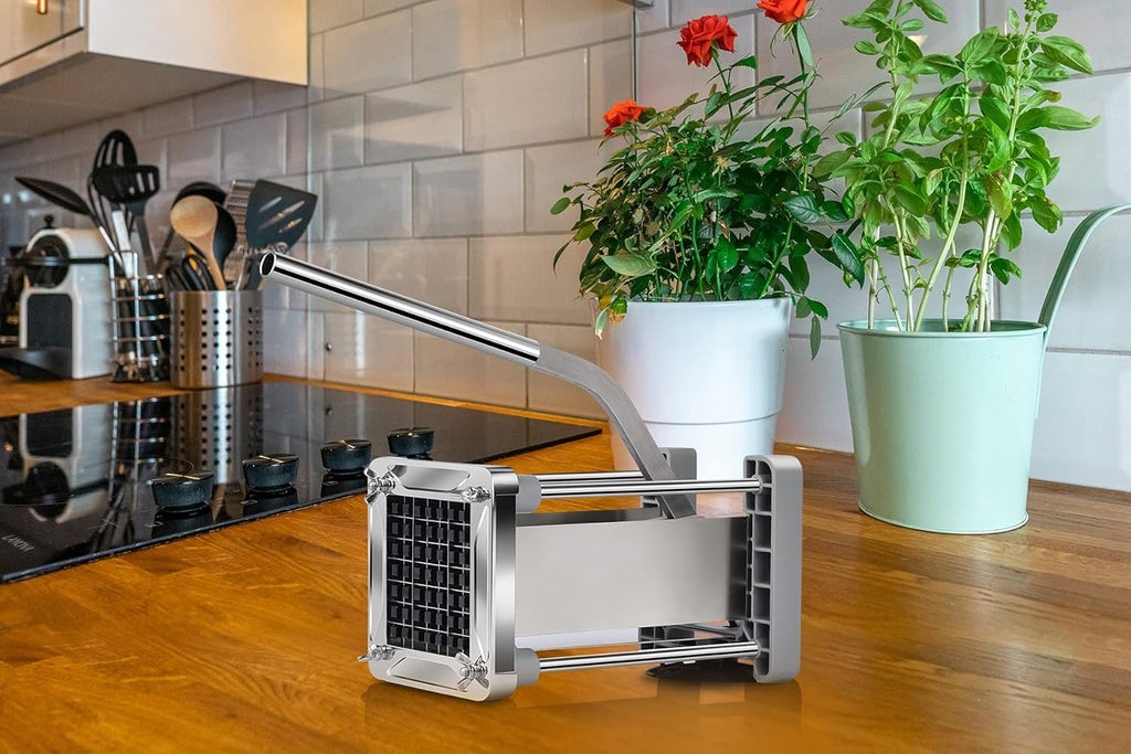 French Fry Cutter,  Professional Potato Cutter Stainless Steel with 1/2-Inch Blade Great for Potatoes Carrots Cucumbers