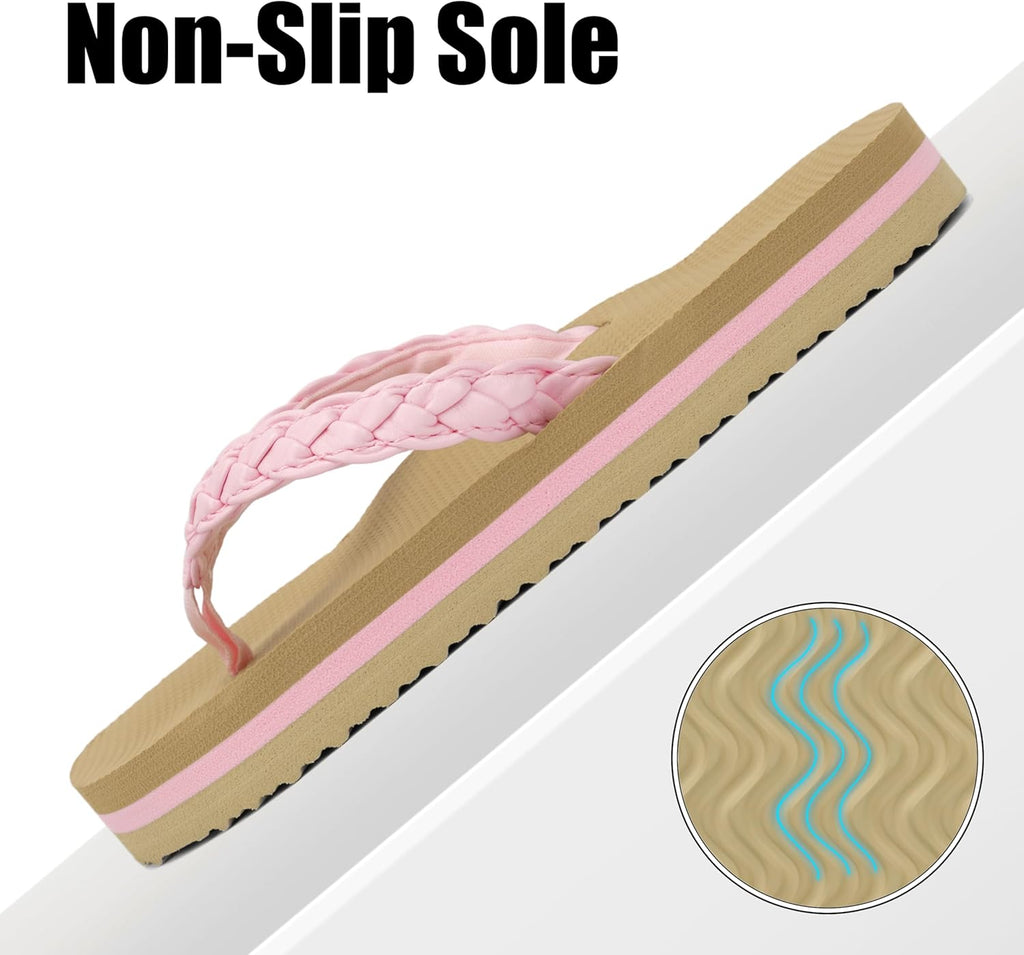 Kids Boys Girls Flip Flops Quick Dry Beach Pool Shower Water Sandals with Comfortable Cushion Footbed(Little Kid/Big Kid)