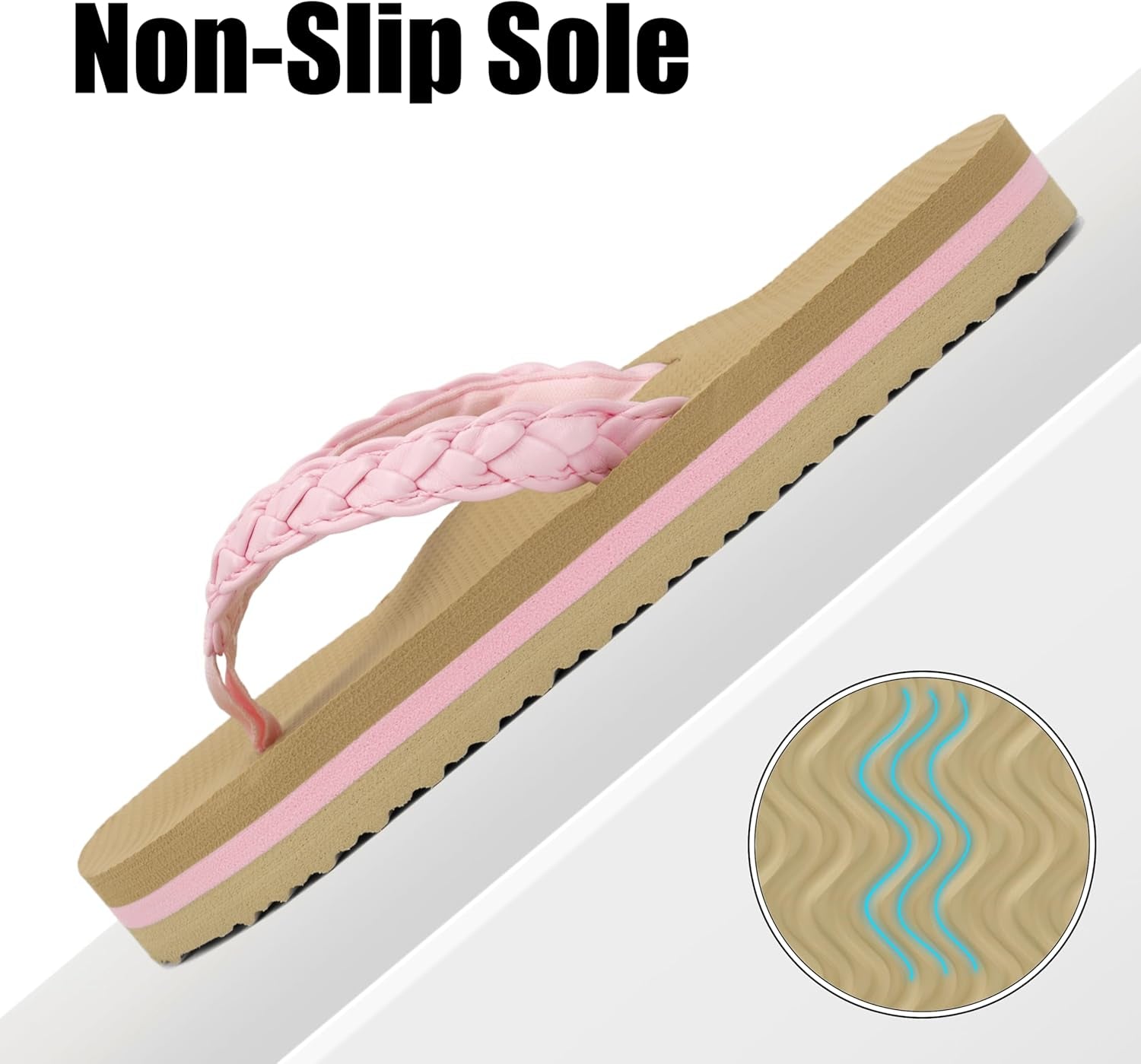 Kids Boys Girls Flip Flops Quick Dry Beach Pool Shower Water Sandals with Comfortable Cushion Footbed(Little Kid/Big Kid)