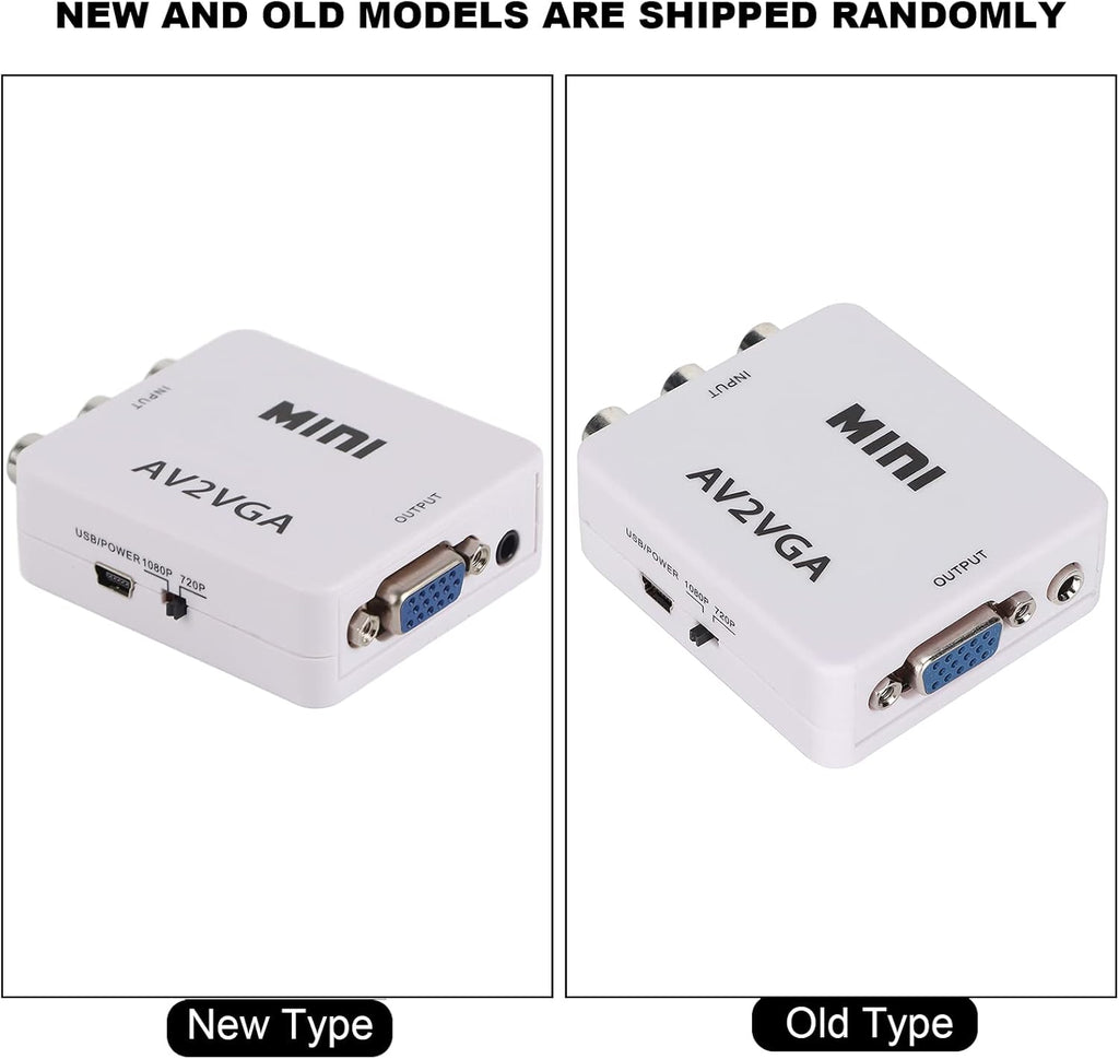 Video Converter, 480P Mini AV to VGA Adapter, Composite TV Set-Top Box Audio Video Converter (White)