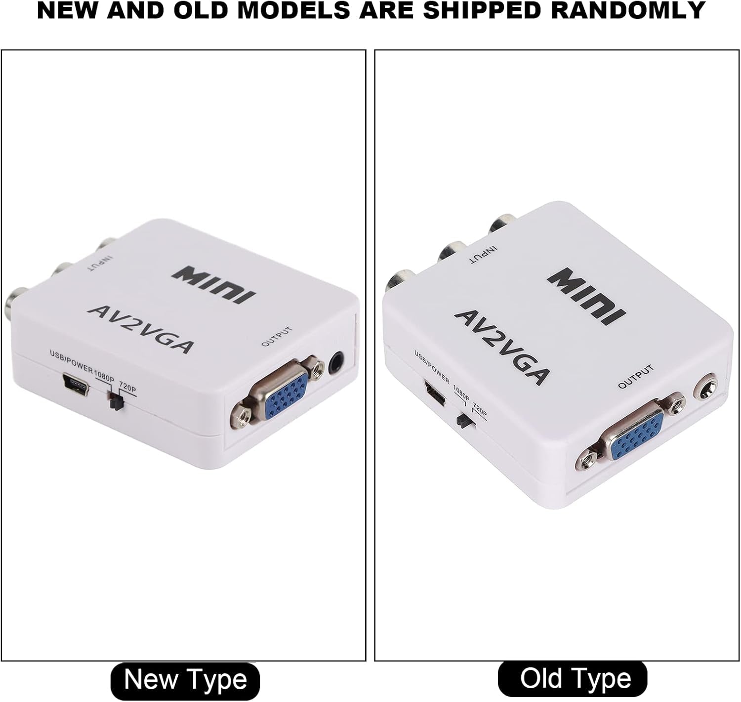 Video Converter, 480P Mini AV to VGA Adapter, Composite TV Set-Top Box Audio Video Converter (White)