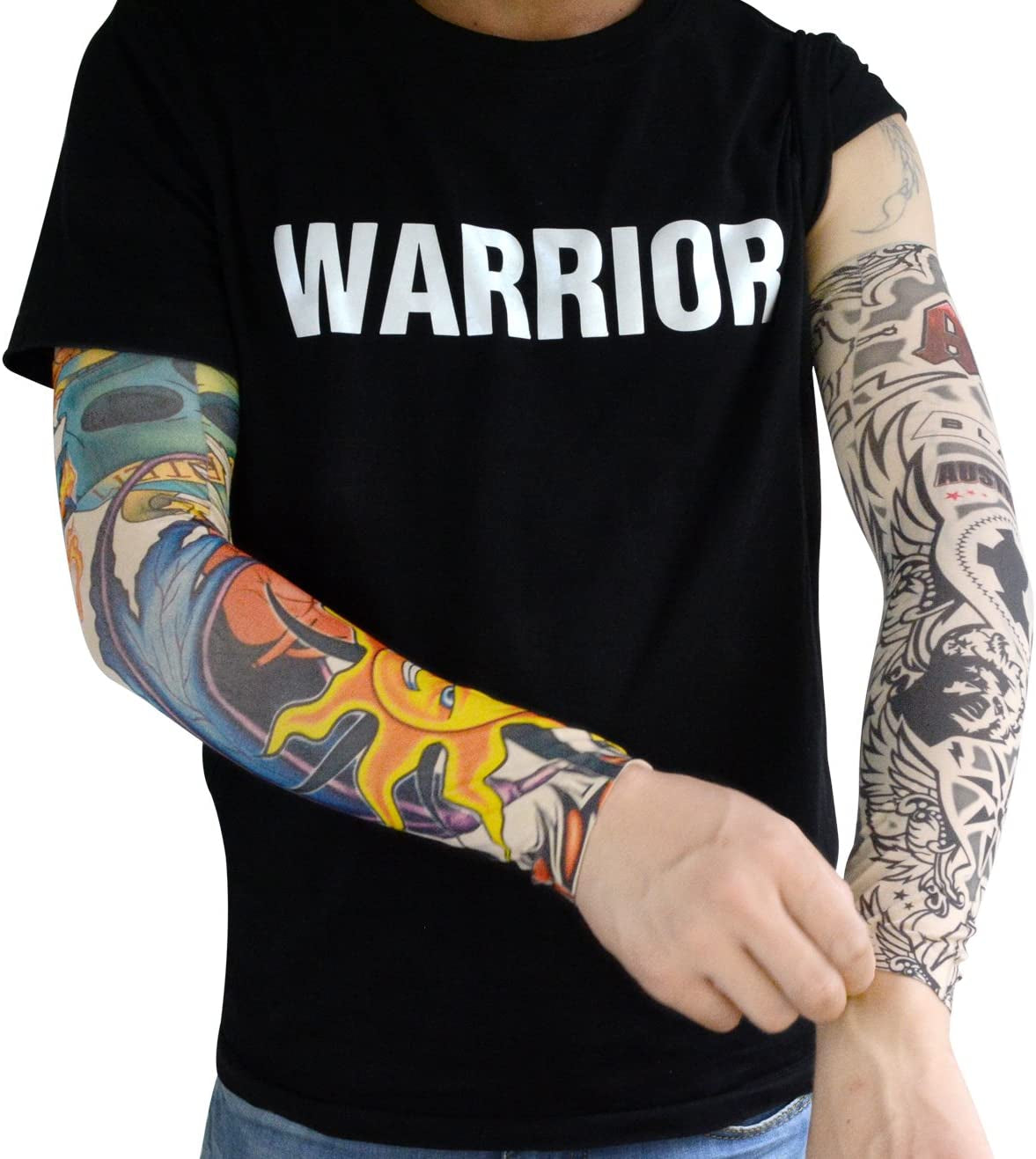 20Pcs Temporary Tattoo Arm Sleeves Arts Fake Slip on Arm Sunscreen Sleeves Body Art Stockings Protector -Designs Tribal, Tiger, Dragon, Skull, and Etc Unisex Stretchable Cosplay Accessories