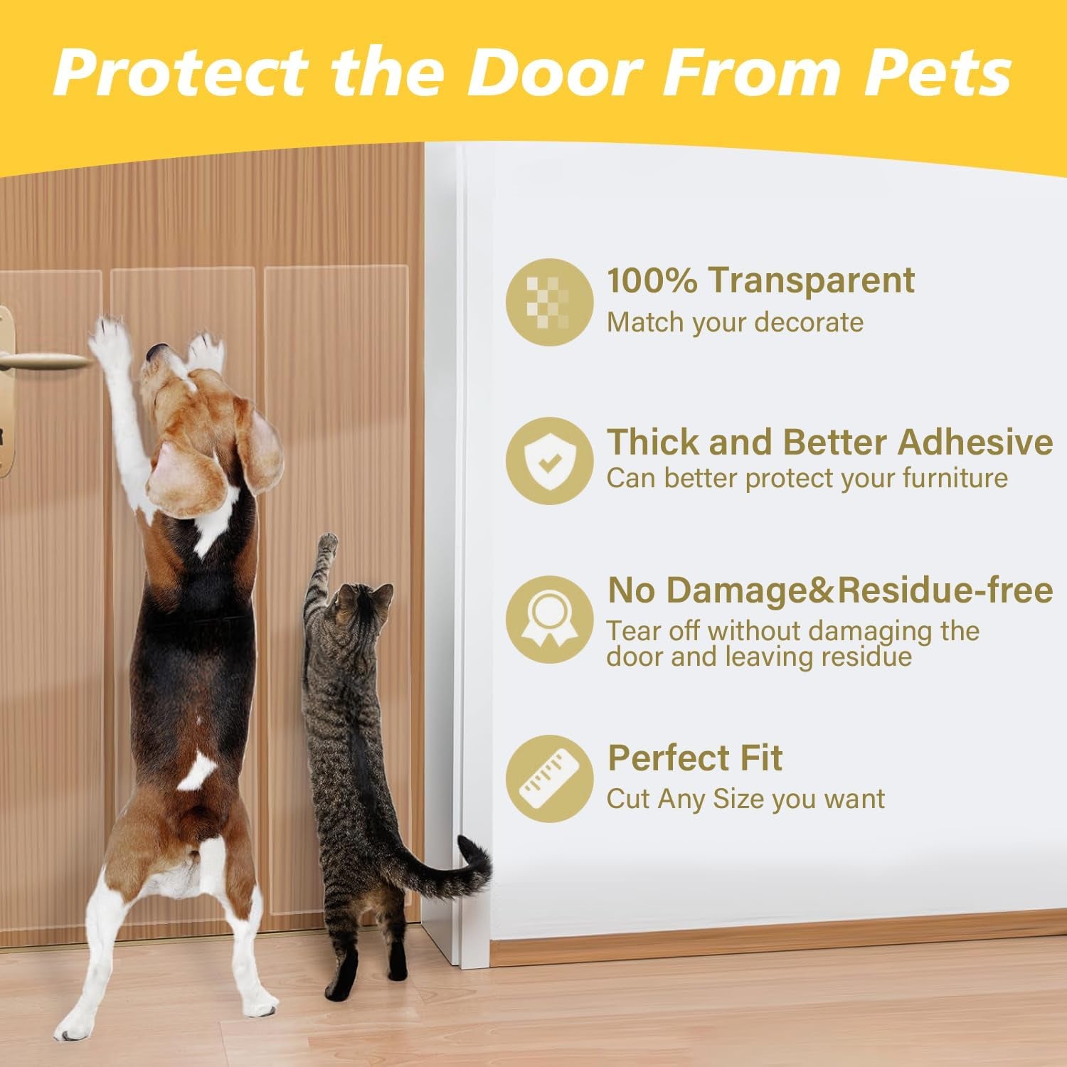 Door Protector from Dog Scratching - Cat Scratch Door Frame Single Side Adhesive Protector anti Dog Scratch Door Guard for Dogs Clear - 200" X 8.2"